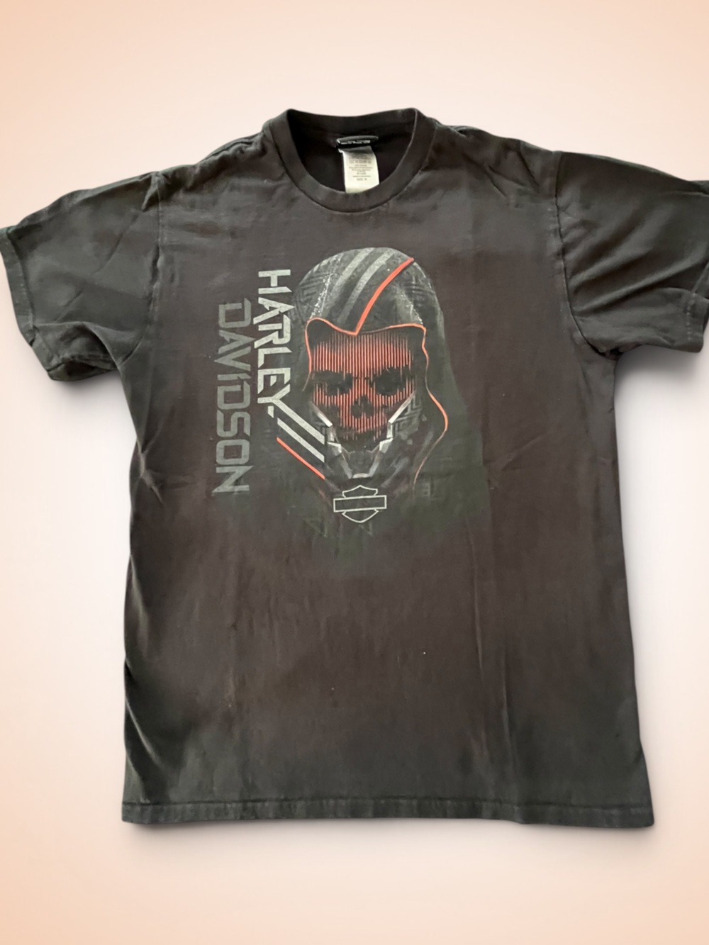 Harley Davidson Scull Dbl Sided T Shirt Mens Medium Biker Motorcycle Black/Red
